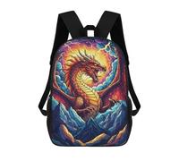 sinyumoney Dragon on Mountain with Lightning 3D Printed Children's School Backpack for Kids High Capacity Travel Rucksacks Book Bags Kids School Bag Back Pack 17inch