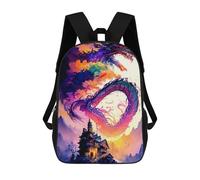 sinyumoney Dragon Over Castle Rucksack Rucksack Casual Daypacks School Work Travel Bag for Camping Outdoor Adventures And Daily Travel 17inch