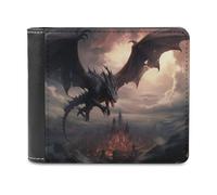 sinyumoney Dragon Over Medieval Cityscape 3D Print Men's Wallet Credit Card Holder RFID Blocking Stylish Slots Note Section Purse for Boys Girls 11.7cm*9.5cm