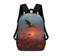sinyumoney Dragon Over Poppy Field Rucksack Water Resistant Computer Rucksack for Camping Outdoor Adventures And Daily Travel 17inch