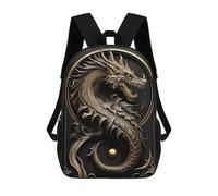 sinyumoney Dragon Protector Art Deco Children's 17 Inch School Backpack 3D Printed Cool Knapsack for Kids Travel Rucksacks Book Bags Kids School Bag