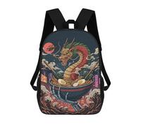 sinyumoney Dragon Ramen Bowl Rucksacks 3D Printed Children Backpacks Fashion Casual Daypack Cute Travel Bags Outdoor Casual Daypack for Boy And Girl 17inch
