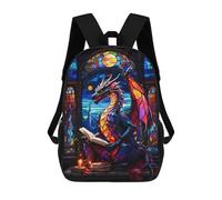 sinyumoney Dragon Reading Book Children's Backpacks School Backpack 3D Printed Backpack for Kids Travel Rucksacks Book Bags Kids School Bag 17inch