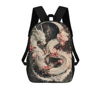 sinyumoney Dragon Sakura Japanese Kids School Backpack 3D Printed Backpacks Fashion School Bag Rucksacks for Boys Elementary And Middle School Students 17inch