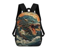 sinyumoney Dragon Sea Art Print School Backpack for Girls 17inch Casual Daypack Lightweight Rucksack Boy Girl Backpack for Middle School Students