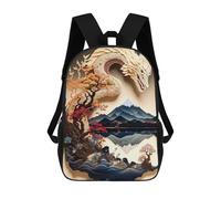 sinyumoney Dragon Serpent Artwork School Bag 3D Printed Children's School Backpack Casual Fashion Travel Backpacks for Kids School Students 17inch