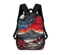 sinyumoney Dragon Skull Landscape with Red Flowers School Backpack Large Water Resistant Laptop Backpack for Men, Women & Teenage Boys 17inch