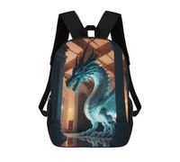 sinyumoney Dragon Statue in Grand Hall Kids Backpack,School Backpack Kids School Bag 3D Printed Cartoon Large Capacity Backpack for Kids Boys And Girls 17inch
