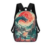 sinyumoney Dragon Sunset Watch 3D Printed 17 Inch School Backpack Casual Children's Backpacks 3D Printed for Boys Elementary And Middle