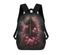 sinyumoney Dragon Sword with Pink Flowers Backpack School Bag Lightweight Airport College Students Back Pack for School/Work/Travel 17inch