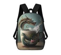 sinyumoney Dragon Teacup Fantasy Backpacks Kids School Backpack School Bag 3D Printed School Bag for Boys Elementary And Middle School Students 17inch