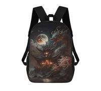 sinyumoney Dragon Temple Moonlit Night School Backpack Large School Backpack for Boys for Campus Outdoor Travel Sports 17inch