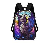 sinyumoney Dragon Vibant Stained Glas Backpacks Kids School Backpack School Bag 3D Printed School Bag for Boys Elementary And Middle School Students 17inch