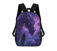 sinyumoney Dragon Vs. Hero Epic Fantasy Battle School Backpack Lightweight Schoolbag Dayback Bookbag College for Camping Outdoor Adventures And Daily Travel 17inch