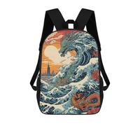 sinyumoney Dragon Wave Japan Backpack School Bag Water Resistant Computer Rucksack for Teenage Girls Boys Women Men 17inch