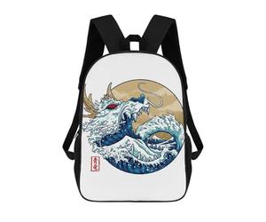 sinyumoney Dragon Wave Off Kanagawa Backpack School Bag Daypacks Business Backpack Water Resistant Bookbag for Men/Women 17inch