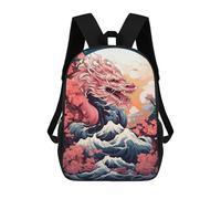sinyumoney Dragon Wave with Cherry Blossoms Backpack School Work Business College School for Men, Women & Teenage Boys 17inch