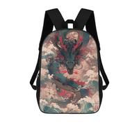 sinyumoney Dragon Waves Japanese School Backpack Work Laptop Backpack Rucksack Bag for Camping Outdoor Adventures And Daily Travel 17inch