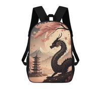 sinyumoney Dragon with Japanese Landscape 17 Inch Kids Backpack Fashion Fun Backpack Book Bag for Boys And Teenager 3D Printed for Boys