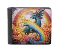 sinyumoney Dragon with Rainbow Flames 3D Print Clutch Purse Multiple Slots RFID Blocking Stylish Banknote Compartments Slim Elegant Purse 11.7cm*9.5cm