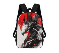 sinyumoney Dragon with Red Sun Digital Art School Bags Water Resistant School Bag Business Backpack for Campus Outdoor Travel Sports 17inch