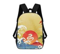 sinyumoney Dragon with Sea Waves Children's School Backpack 3D Printed for Kids Travel Rucksacks Book Bags Kids School Bag 17inch
