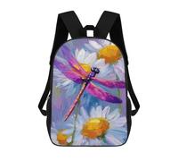 sinyumoney Dragonfly on Daisies Painting Kids Backpack,School Backpack Kids School Bag 3D Printed Cartoon Large Capacity Backpack for Kids Boys And Girls 17inch