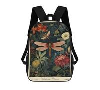 sinyumoney Dragonfly William Morris Floral School Backpack Lightweight Schoolbag Dayback Bookbag College for Men, Women & Teenage Boys 17inch