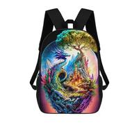 sinyumoney Dragon's Egg Fantasy Landscape Backpacks 3D Printed Kids School Backpack School Bag Fashion Rucksacks for Boys Elementary And Middle School Students 17inch