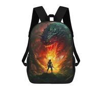 sinyumoney Dragon's Fiery Encounter Kids Backpack,School Backpack Kids School Bag 3D Printed Cartoon Large Capacity Backpack for Kids Boys And Girls 17inch
