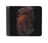 sinyumoney Dragon's Fury Castle in Flames 3D Print Wallet ID Window Coin Leather RFID Banknote Compartments Soft Convenient Wallets 11.7cm*9.5cm