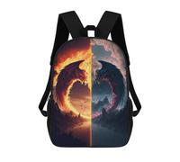 sinyumoney Dragon's Gate Fire Vs Ice Children's School Backpack Fashion Casual 17inch 3D Printed School Bags Boy School Backpack Large Backpack