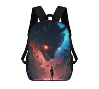 sinyumoney Dragon's Gaze A Tale of Courage Backpacks, Kids Backpack Student School Bag 3D Printed Travel Backpacks Fashion Accessory Backpack Children Waterproof School Bags 17inch