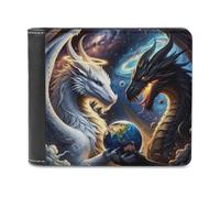 sinyumoney Dragons Holding Earth Cosmic Encounter 3D Print PU Leather Wallet Credit Card Slots RFID Blocking Stylish Banknote Compartments Wallets Gifts 11.7cm*9.5cm