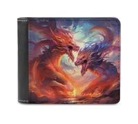 sinyumoney Dragons in Combat -4 3D Print Clutch Purse Card Slots ID Banknote Compartments Soft Convenient Leather Men's Wallet 11.7cm*9.5cm