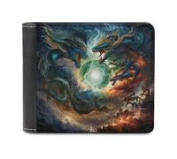 sinyumoney Dragons in Epic Battle 3D Print Wallet Slots ID Window RFID Blocking Banknote Compartments Slim Elegant Leather Wallet Youth Guys 11.7cm*9.5cm
