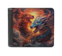 sinyumoney Dragons in Flames -2 3D Print Wallet Credit Card Holder Banknote Compartments Stylish Durable Leather Wallet Gifts 11.7cm*9.5cm