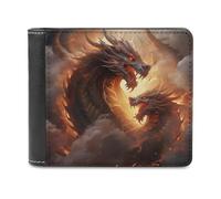 sinyumoney Dragons in Flames 3D Print Clutch Purse Slots ID Window RFID Blocking Banknote Compartments Slim Elegant Leather Wallet 11.7cm*9.5cm
