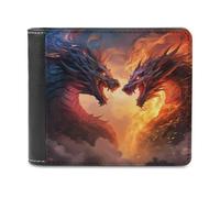 sinyumoney Dragons in Flames -7 3D Print Clutch Purse Card Slots Coin Slots Note Section Stylish Durable Leather Wallet Youth Guys 11.7cm*9.5cm