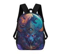 sinyumoney Dragon's Moonlit Majesty Kids Backpack,School Backpack Kids School Bag 3D Printed Cartoon Large Capacity Backpack for Kids Boys And Girls 17inch