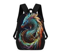 sinyumoney Dragon's Whimsical Spiral Backpack 3D Print Kids Bag Elementary Students Daypack Lightweight School Bag for Children Girls Boys Nursery Lunch Pack 17inch