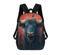 sinyumoney Dramatic Buffalo Portrait with Red Accents Backpack School Large Water Resistant Laptop Backpack for School/Work/Travel 17inch