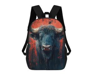 sinyumoney Dramatic Buffalo Portrait with Red Accents Backpack School Large Water Resistant Laptop Backpack for School/Work/Travel 17inch