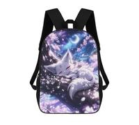 sinyumoney Dream Kitsune Anime Fox School Backpack Fashion Stationery Backpack Waterproof Casual Daypacks for Teenage Girls Boys Women Men 17inch