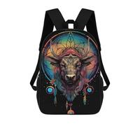 sinyumoney Dreamcatcher Mandala Bull Backpack, Children's Backpack, Student School Bag Bookbag Rucksack, 3D Printed School Bag for Boys Girls 17inch