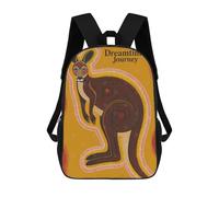sinyumoney Dreamtime Journey Kangaroo Art Rucksacks 3D Printed Children Backpacks Fashion Casual Daypack Cute Travel Bags Outdoor Casual Daypack for Boy And Girl 17inch