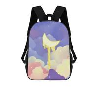 sinyumoney Dreamy Moon in Pastel Sky School Backpack 3D Printed School Bags Boys Girls Laptop Backpack for Kids/Students/Adults 17inch