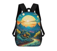 sinyumoney Dreamy Mountain Sunset Kids School Backpack School Bag 3D Printed School Bag for Boys Elementary And Middle School Students 17inch