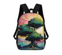 sinyumoney Dreamy Treehouse Landscape Children's Backpack, 3D Printed School Backpack, Backpack for Boys Girls, Adjustable School Bag for Primary School 17inch