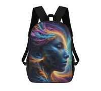 sinyumoney Dreamy Woman with Colorful Feathered Hair School Backpack Travel College Rucksack Backpacks for Teenage Girls Boys Women Men 17inch